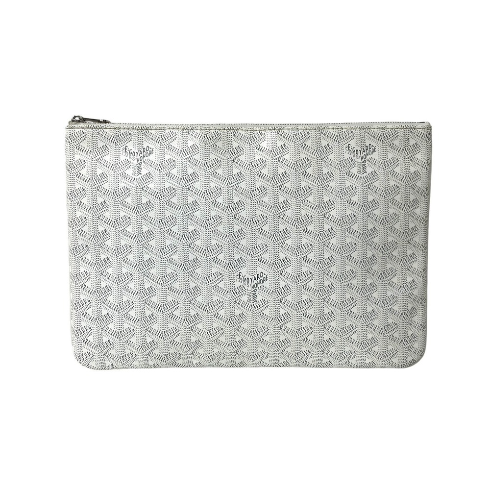 GOYARD Senna Clutch Bag Canvas Calfskin White